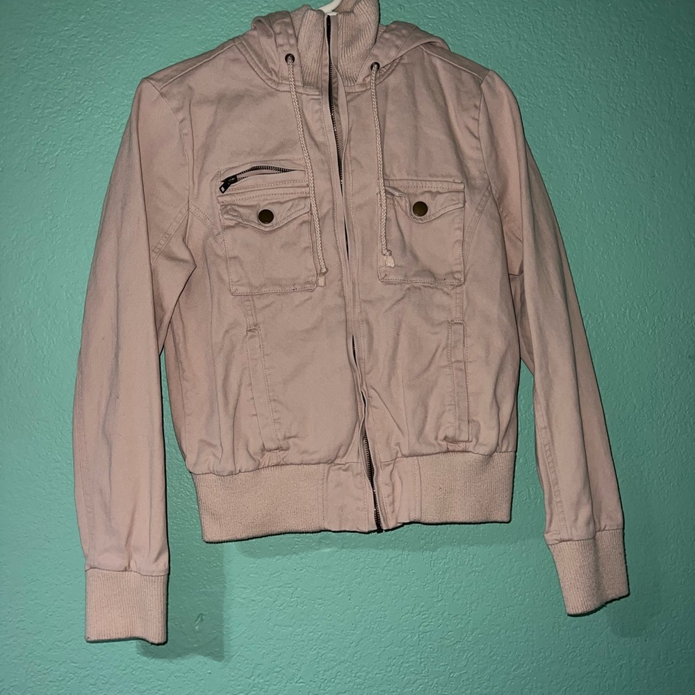 Women's Hooded Zip Jacket - Beige